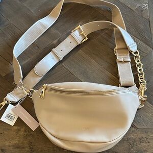Jennu Tan Crossbody Bag with Gold Accents